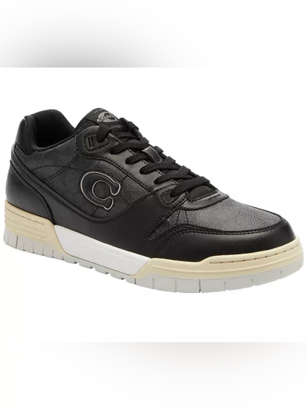 Coach soho leather and signature logo coated canvas sneakers Black and Cream 13